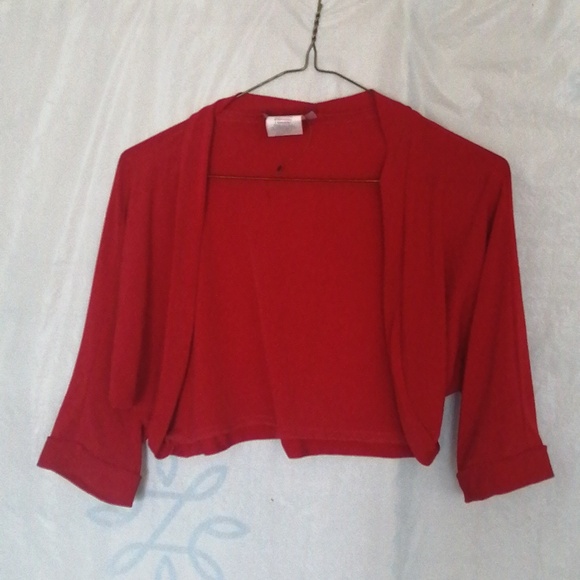 RED HALF SLEEVE BOLERO - Picture 1 of 4